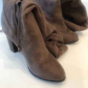 Suede brown thigh-high boots